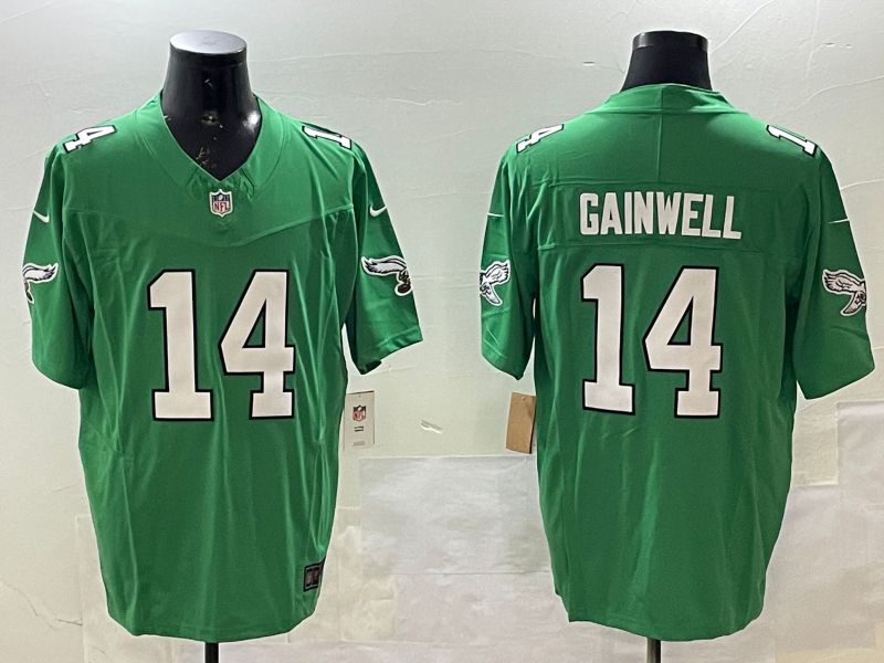 Men Philadelphia Eagles #14 Gainwell Green three generations 2025 Nike Vapor Limited NFL Jersey style 1